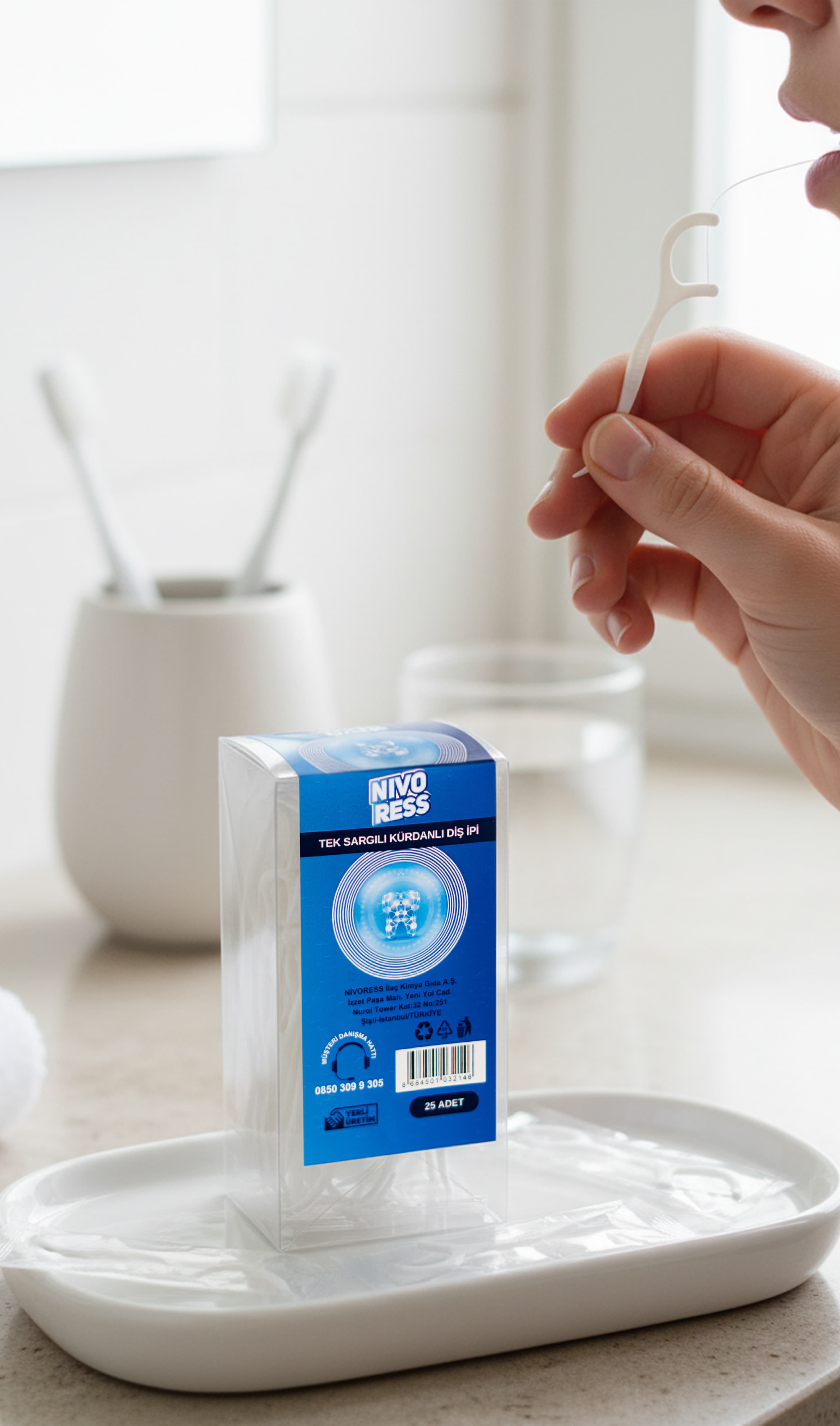 Tek Sargılı Kürdanlı Diş İpi 100 Adet 4 Kutu - Hijyenik Tekli Paket